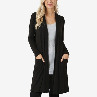 

Women Boho Long Sleeve Open Front Knit Cardigan With Pockets Bohemian Knitted
