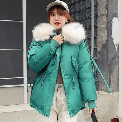 

Roseonmyhand Fashion Outerwear Long Sleeve Hooded Jackets Cotton-padded Pockets Bandage Coats