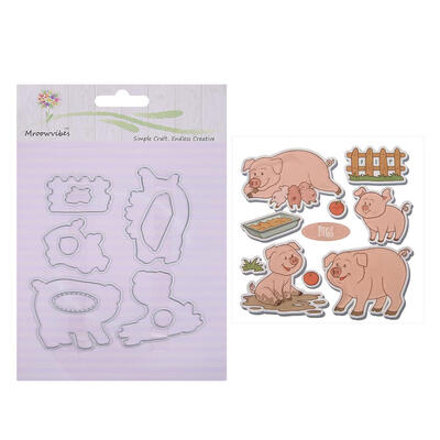 

Pig Silicone Clear StampMetal Cutting Dies Stencil Frame Scrapbook Decor