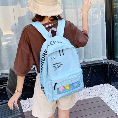 

Bags ins wind Korean version of high school transparent shoulder bag handbag 2019 new college wind large capacity travel backpack