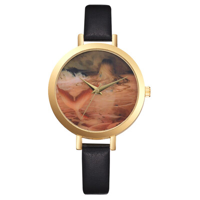 

Simple Womens Watches Creative Desert Disc Ladies Quartz Movement Wristwatch Leather Strap Clock Fashion Montre Femme