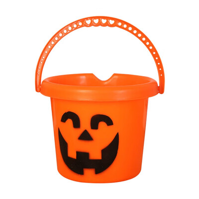 

Pumpkin Face Plastic Bucket With Handle Halloween Trick Or Treat Candy Holder Basket Children Game Props