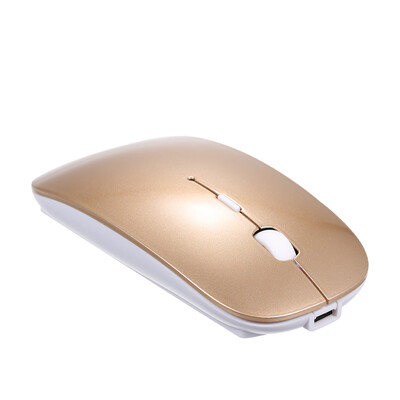 

Wireless Mouse Portable BT Mouse Rechargeable Ergonomic 24GHz USB Optical Mice Silent Dual Mode for PC LaptopGolden