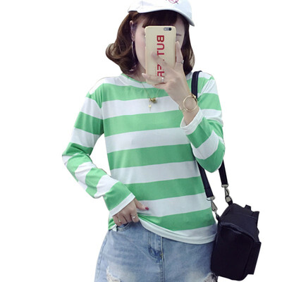 

Long Sleeve Striped Womens T-shirt Autumn Female T-shirt Tops Tees