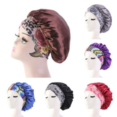

US Womens Satin Bonnet Cap Night Sleep Hair Head Lady Cover Wide Band Large Hats