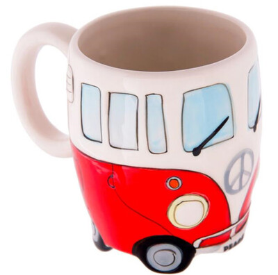 

Gobestart Creative Hand Painting Double Bus Mugs Retro Ceramic Cup Coffee Milk Tea 400ml