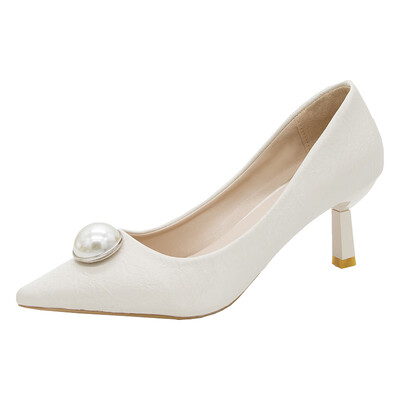 

Fairy Wind Candy High-heeled Shoes Female Xia Han Edition Baitao Pearl Fine-heeled Single Shoes Work Shoes