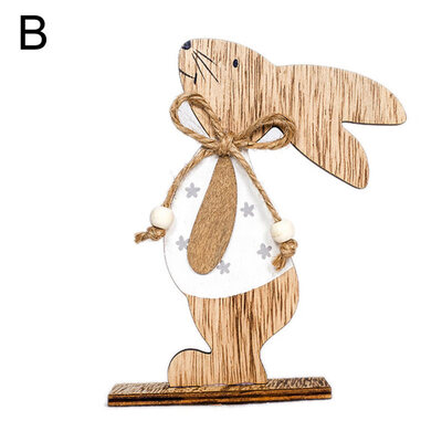 

Easter Rabbit Wooden Stand Cute Cartoon Bunny Desk Decor Home Ornament Craft