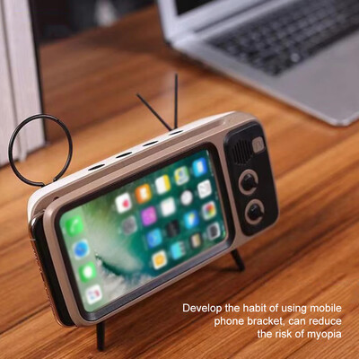 

PTH800 Retro TV Mobile Phone Bracket Wireless BT Speaker Mini Portable Audio Silvery Grey
