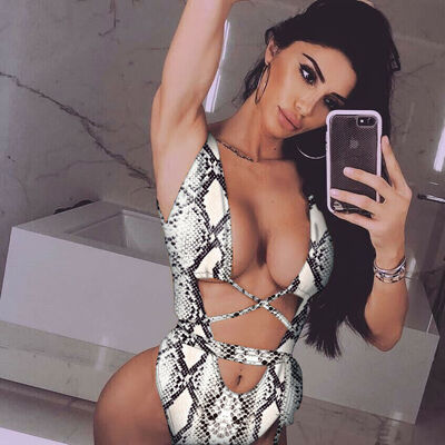 

Sexy Women Leopard bandage One Piece Swimsuit Push-up Padded Bikini Bathing Suit