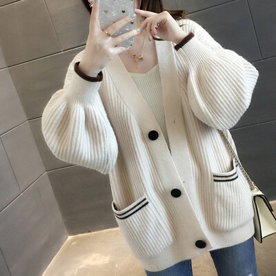 

Tailored Women Fashion Solid Buttons Pockets Knitted Sweater Tops Cardigan Coat
