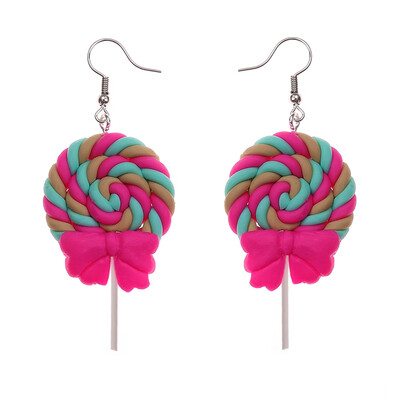 

Rainbow swirl Lollipop Earrings earring candy costume trendy Style woman girl Jewelry