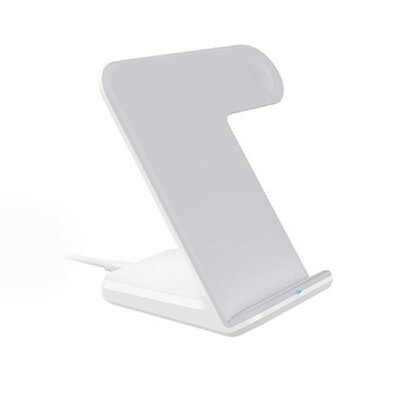 

Wireless Charging Station Phone Holder Mobile Phone & Watch 2-in-1 Vertical Quick Charge White