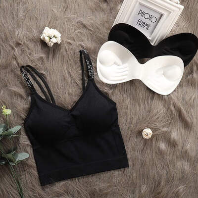 

Summer New Letter Sling Beauty Back Sexy Bottoming Seamless Vest Removable Padded Camisole