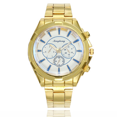 

New fashion alloy steel belt mens business watch men