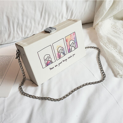 

Bag female 2019 new wave Korean version of the wild Messenger shoulder lock small square bag fashion chain cartoon box package