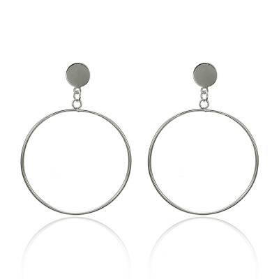 

Simple fashion gold color Silver plated geometric big metal round earrings for women fashion big hollow stud earrings jewelry