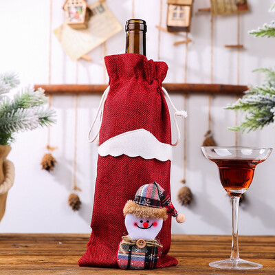 

Gobestart Christmas Decoration Santa Claus Bottle Wine Champagne Bottle Bag Gift Decoratio
