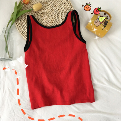 

Womens Sleeveless O-Neck Pullover Color Block Backless Tank Top