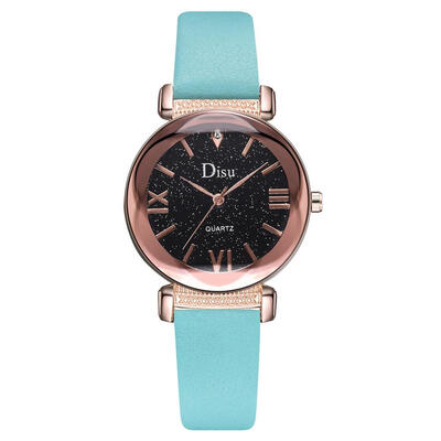 

DISU Luxury Womens Watches Starry Sky Dial Ladies Quartz Wristwatch Leather Strap Fashion Dress Gift Clock Reloj De Mujer