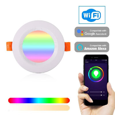

Smart 24G WiFi LED Downlight 7W Intelligent Recessed Ceiling Lamp Dimmable RGBCW Multicolored APP Remote Voice Control Timer Sw
