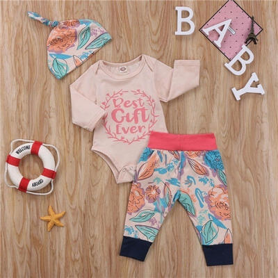 

UK Christmas Newborn Baby Boy Girl Tops Romper Pants 3Pcs Outfits Set Clothes