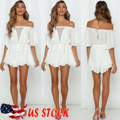 

Womens Boho Jumpsuit Playsuit Romper Summer Bodycon Party Beach Shorts Dress NEW