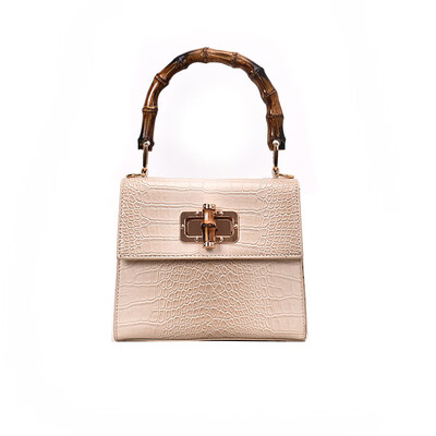 

2019 New Alligator Pattern Small Women Square Handbag Bamboo Handle Tote Bag Luxury Brand Designer Lady Shoulder Crossbody Bag