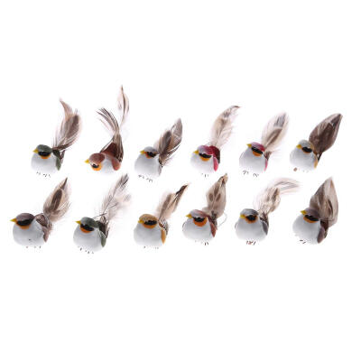 

12pcsSet Cute Simulation Artificial Bird Model Miniature Home Garden Decor