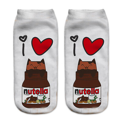 

1Pair Food Cartoon 3D Printing Socks Women Fashion Summer Cotton Low Cut Ankle Short Socks Female Fresh Style