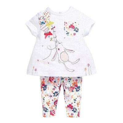

Toddler Kids Baby Rabbit Short Sleeve Tops Floral Pants Leggings Outfit Set