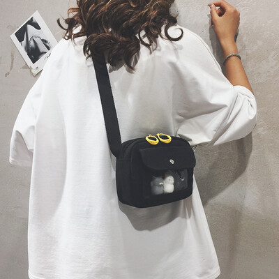 

Summer new small bag female 2019 new ins super fire canvas shoulder Messenger bag Korean version of the ocean cartoon package