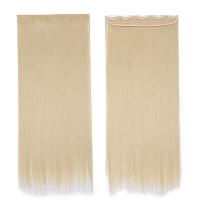 

Synthetic Fiber Clips in on Hair Extension 34 Full Head One Piece 5 Clips Long Silky Straight Curly Wavy