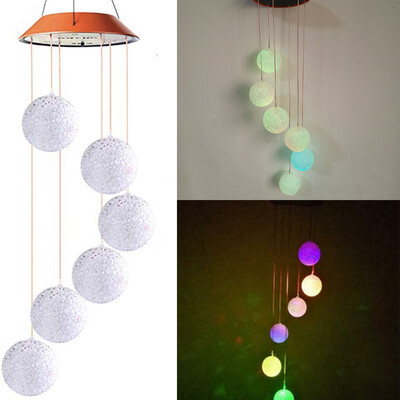 

Gobestart Solar Powered Wind Chime Light LED Garden Hanging Spinner Lamp Color Changing