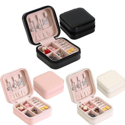 

Women Leather Jewelry Box Organizer Travel Case Earring Ring Necklace Storage