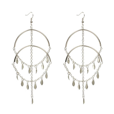 

Multi Layers Large Round Earrings Leaves Circle Hoop Earrings Bows