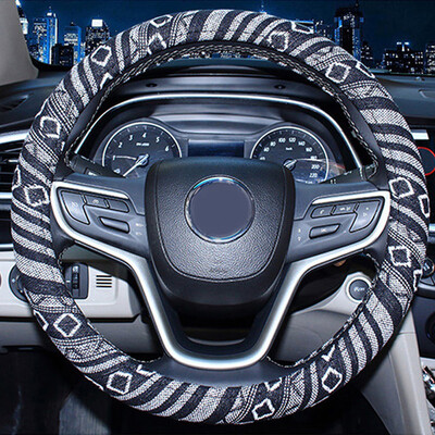

1x 38cm Car Auto Steering Wheel Cover Case Ethnic Style Old Coarse Linen Parts