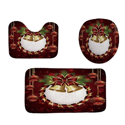 

Christmas Bell Pattern Bathroom Four-Piece 3D Digital Printing Multicolor Waterproof Bathroom Four-Piece