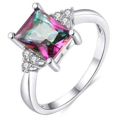 

Colorful Stone Diamond Ring Europe And The Us Creative Personality Inlaid Rainbow Ring Jewelry