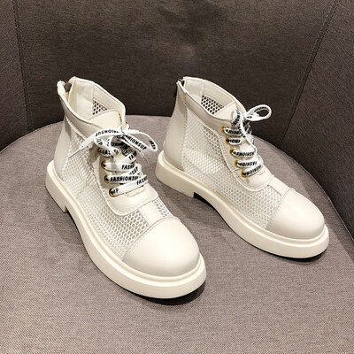 

Short-barreled Martin Boots Female Autumn British Wind Thick Bottom Lace Hollow Screen Boots Ins Street Shot Motorcycle Boots