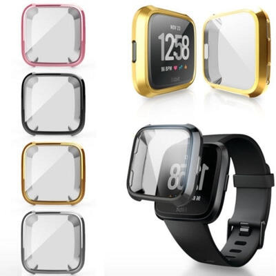 

For Fitbit Versa Silicone Ultra thin TPU Shell Case Screen Protector Frame Cover