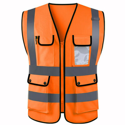 

Hi-Vis Safety Vest Reflective Zipper Jacket Worker Night Security Waistcoat Tops