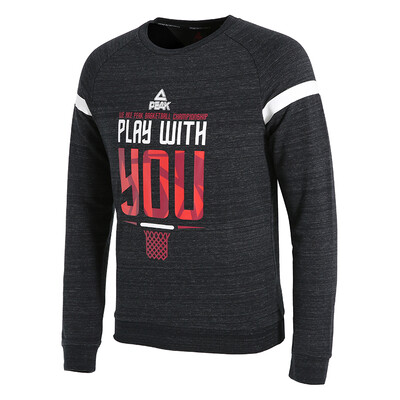 

PEAK mens fashion round neck sweater autumn&winter new casual comfortable sports long sleeve DF683111 black flower gray X3L code