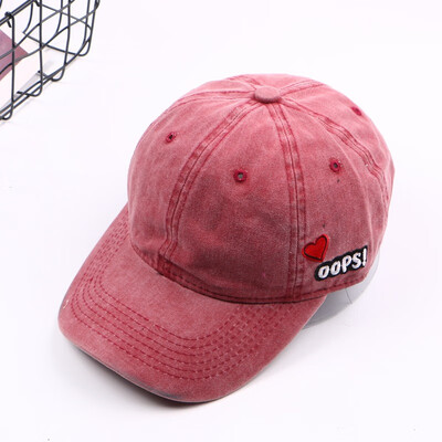 

chic style fashion retro water wash love embroidered baseball hat womens summer sun hat soft top duck tongue elbow hat