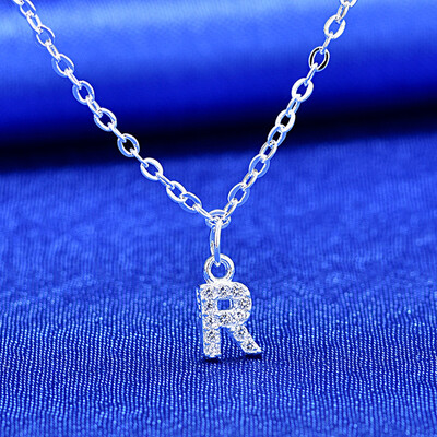 

Sale 1PC Women Girls 26 Letter Pendant Necklace Graceful Unique Adjustable Silvery Letter Pendant Necklaces