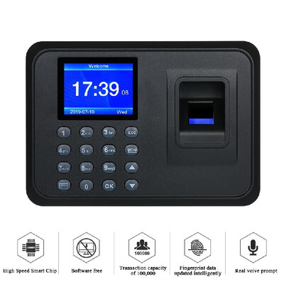

Biometric Fingerprint Attendance Machine Software-free 24" TFT LCD Display USB Employee Checking-in Reader Time Clock Recorder Sp
