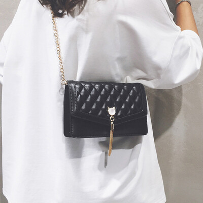 

Advanced sense bag female bag 2019 new wave fashion foreign gas chain Messenger bag wild ins embroidery line shoulder bag