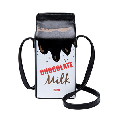 

Portable Women Funny Milk Box Shape Shoulder Bag Phone Cosmetic Crossbody Pouch