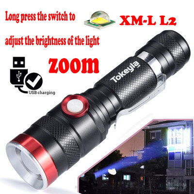 

Saidsome Portable XML-L2 Outdoor USB LED Flashlight Torch Bright 18650 Light Lamp flashlight lamp