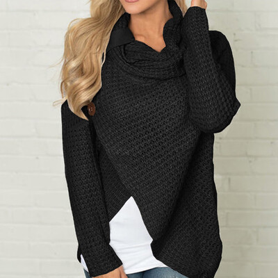 

Womens Autumn Winter Casual Sweater Long Sleeve Tops Pullover Irregular Solid